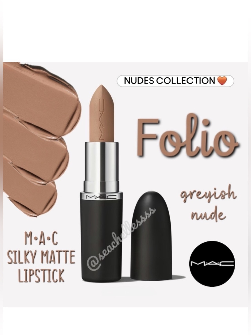 MAC Cosmetics Folio Silky Matte Lipstick in Folio Greyish Nude Brand New In Box